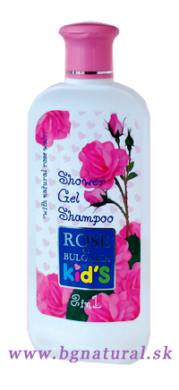 Ružový sprchový gél a šampón ROSE OF BULGARIA 2 v 1 pre deti
