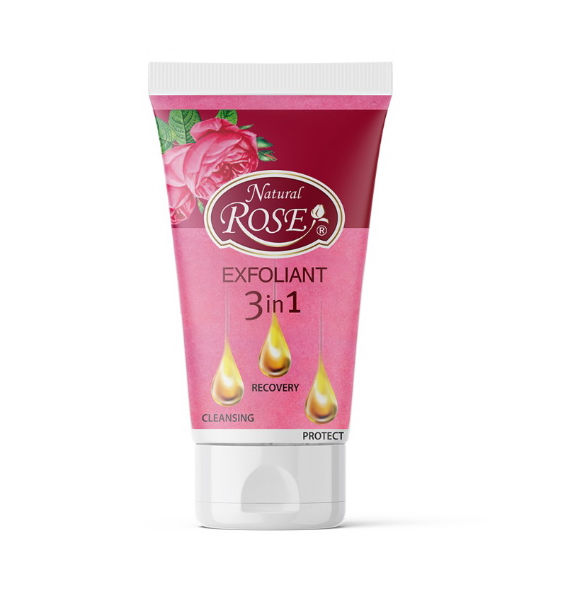 Exfoliačný gél na pleť 3v1 NATURAL ROSE s bio arganovým olejom